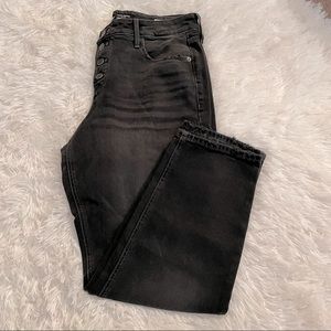Black Distressed Straight Leg Jeans